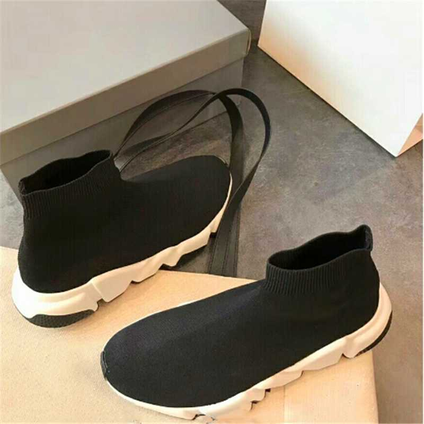 

boots knitted socks color matching short casual sports shoes thick-soled couple stretch high-women's, Black