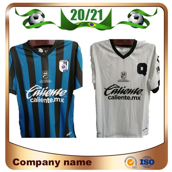 

20/21 queretaro fc home blue soccer jerseys 2020 away white sanvezzo everaldo marcello soccer shirt samudio britos football uniforms, Black;yellow