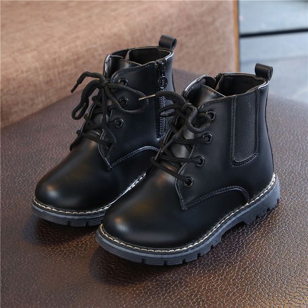 

children spring autumn boots shoes girls boys fashion cool boots kids soft bottom non-slip sneakers 2020 artificial pu, Black;grey