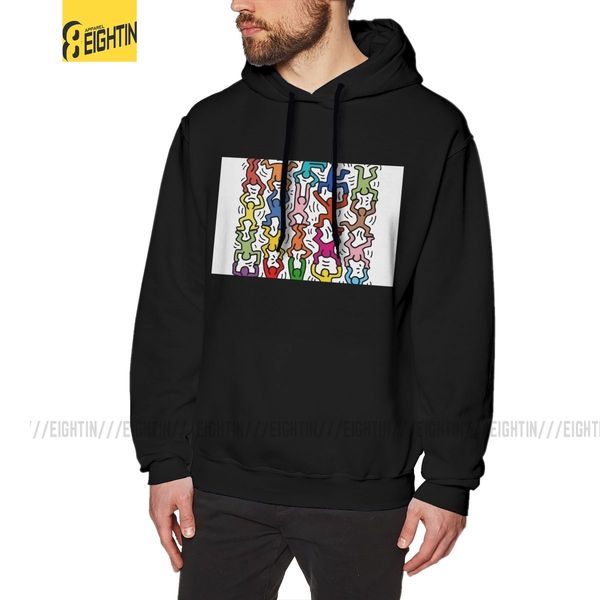 

keith haring heart man hooded sweatshirt funny 100% cotton hoodies original hoodie shirt, Black