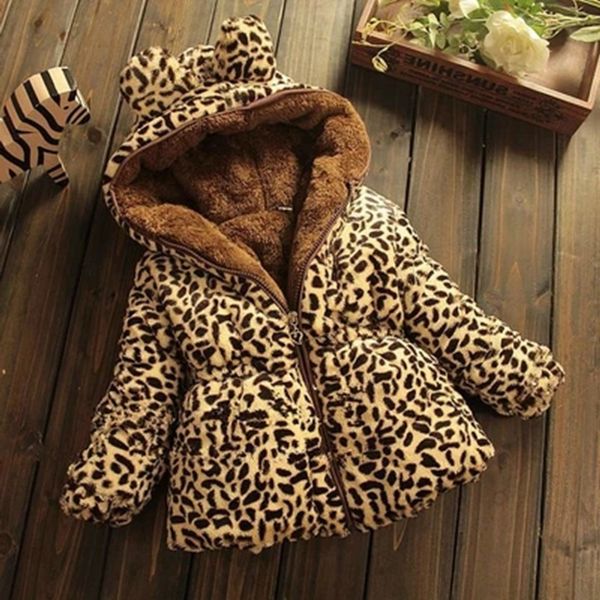 

winter new girls cotton clothes 1-2 year old baby snowsuit wear boy thickening children leopard plus velvet warm jacket, Blue;gray