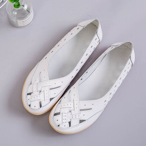 

2020 soft bottom comfort women flats shallow mouth genuine leather mother shoes comfort for women shoes, Black