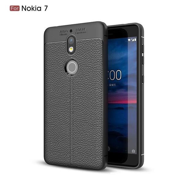 

ultra thin scratch resistant phone case for nokia 7 litchi pattern soft shockproof absorption soft tpu protection cover