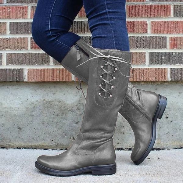 

boots women's pure color trend keep warm autumn winter suitable wear over knee square heel wool rubber, Black