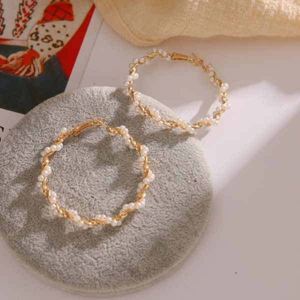 

zovoli korean pearl gold big hoop earrings for women statement unique geometric earings hoops fashion minimalist jewelry 2020, Golden;silver