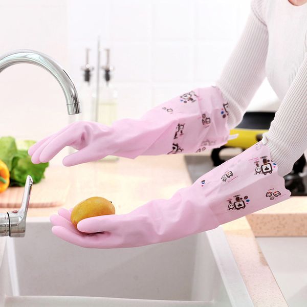 

1 pair kitchen gloves dishwashing latex dishwashing gloves waterproof rubber scrubbing household cleaning supplies