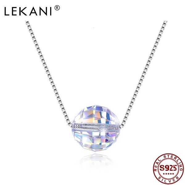 

lekani 925 стерлингового серебра ожерелье кристалл от swarovski мода элегантный круглый fine jewelry женщин партии engagement подарок, Silver