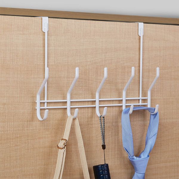 

over-the-door hook rack iron 5 hooks hanger storage holder hanging coat hat
