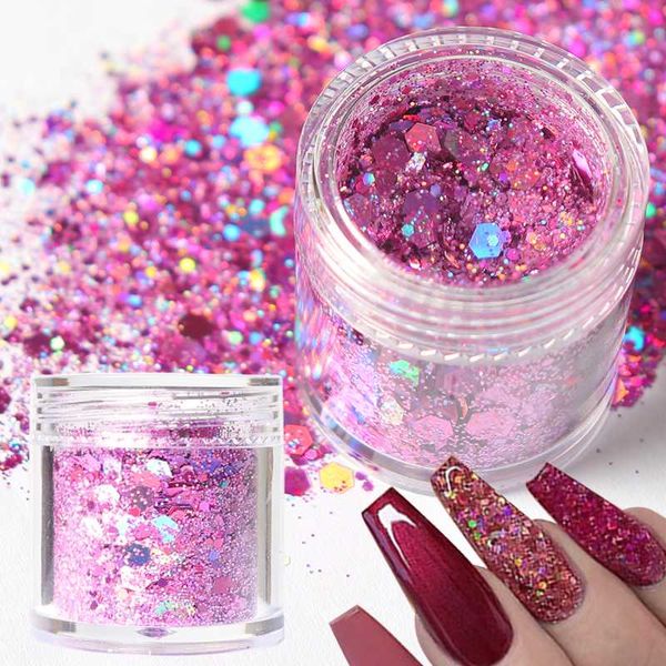 

holographic chunky glitter for nails art decoration mix laser hexagon shape sparkly 3d holo sequins accessories nail supplies, Silver;gold
