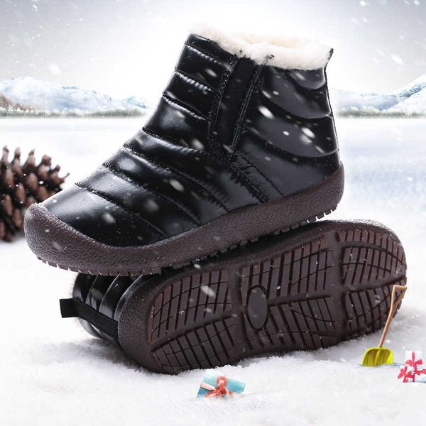 

winter girl boy baby snow boots thicken warm outdoor children cotton boots waterproof non-slip lightweight kid plush sport, Black;grey
