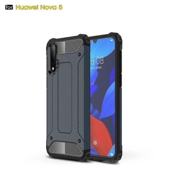 

heavy duty armor slim hard rubber cover silicone phone case for huawei nova 5 hybrid back cover