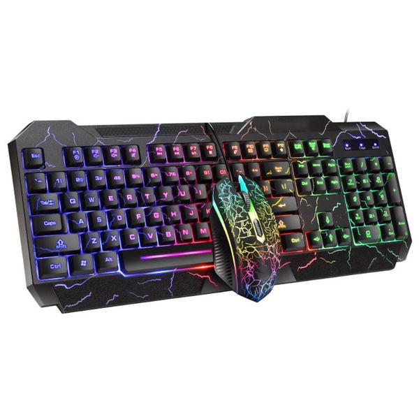 

проводные gaming keyboard mouse combo set красочные светодиодной подсветкой crack внешний вид