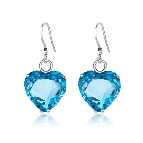 

dangle & chandelier szjinao 100% 925 sterling silver vintage hearts earrings for women real big gemstone fine jewelry femme brincos