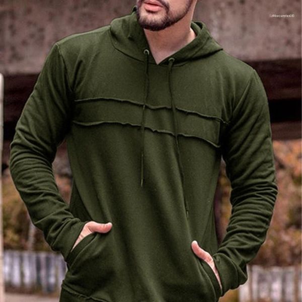 

color panelled loose long sleeve men hooded sweatshirts spring mens pullover mens designer hoodies causal solid, Black
