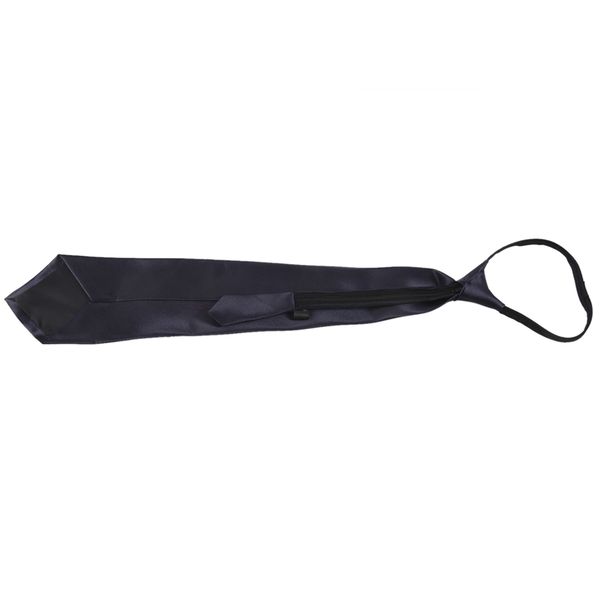 

men dark blue polyster zip up zipper tie necktie, Black;gray