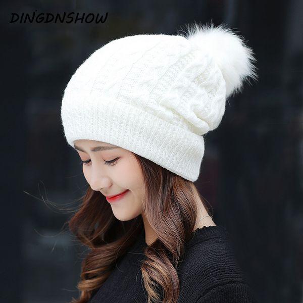 

beanie/skull caps [dingdnshow] 2021 fashion beanies hat cotton ladies knitted striped flower warm winter cap skullies women bonnet, Blue;gray