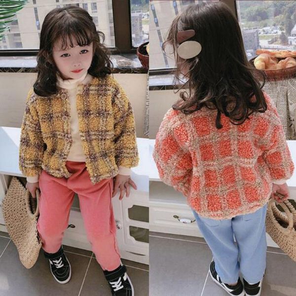 

toddler coats jacket kids girls baby winter fleece coat jacket plaid outwear padded clothes fashion winter warm costume m850#, Blue;gray