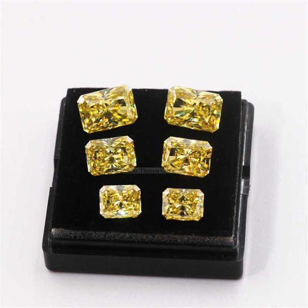 

tianyu gems 1 carat moissanite loose diamond radiant cut vivid yellow lab created gemstone test past wholesale for jewelry make, Black