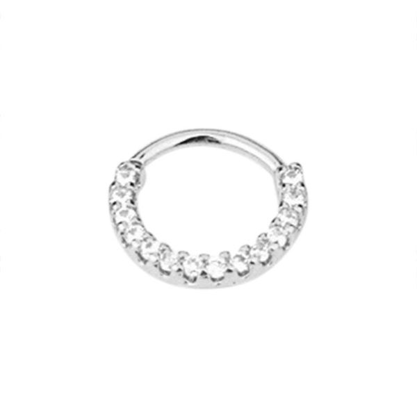 

hoop & huggie zircon daith piercing earring small septum hook, Golden;silver