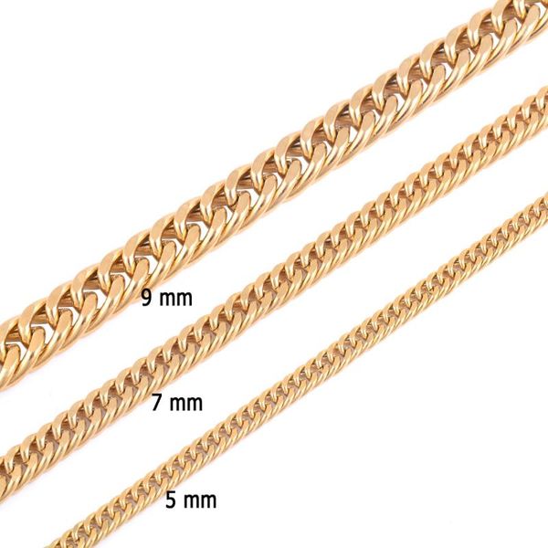 

stainless steel gold necklace chain gold plating titanium steel cuba chain men women jewelry gifts, Silver