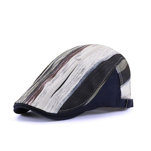 

men's casual striped hat berets cotton caps for spring summer autumn, Blue;gray