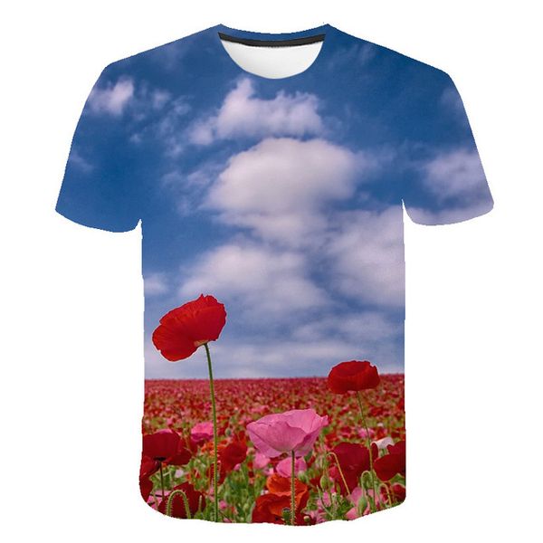 

tulip rose flower mens men 3d print shirts horror kawaii plus size men clothing