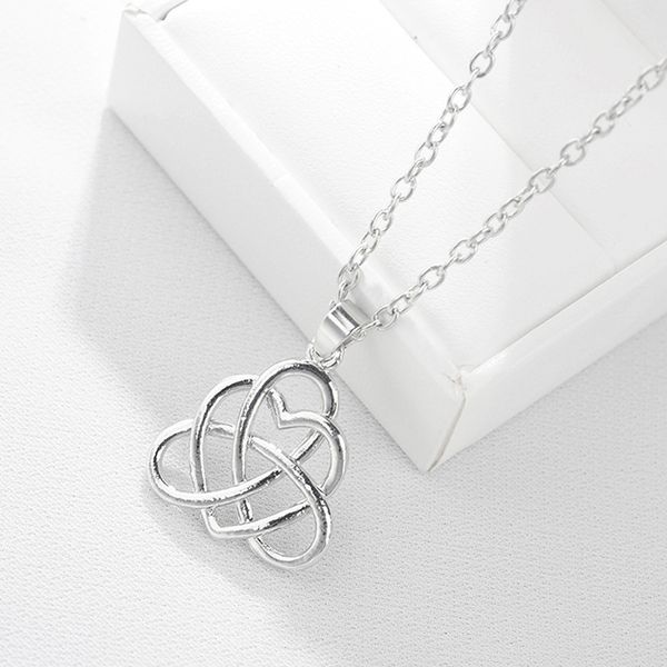 

silver color infinity heart zirocn pendant necklace silver colors crystal stone long necklace jewelry for women