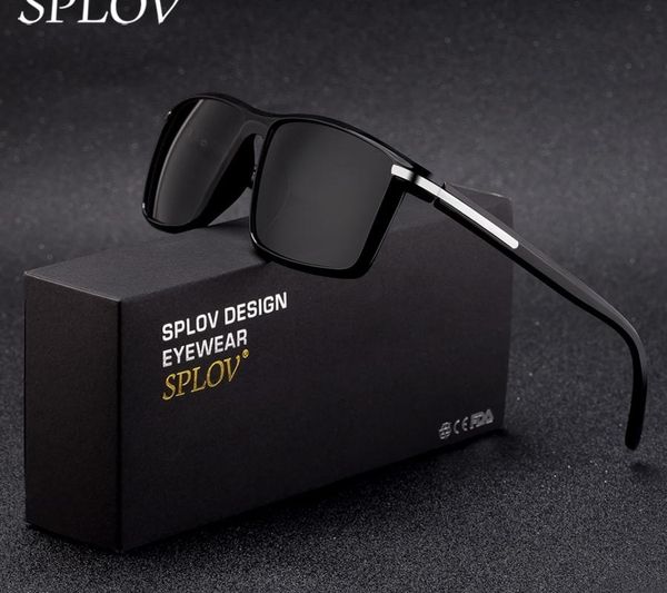 

splov classic polarized sunglasses men women brand rectangle driving sun glasses vintage outdoor eyewear, White;black