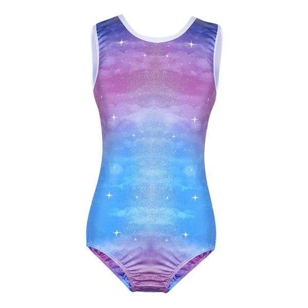 

kids girls sleeveless leotard bodysuit dancewear costume jumpsuit, Blue