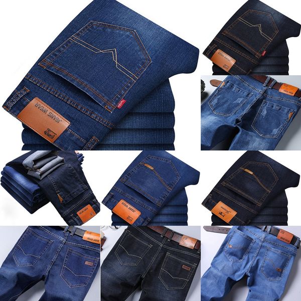 

spring and and jeans autumn stretch pants men's jeans men's straight korean style loose casual slim fit trendy pants vahkb, Blue