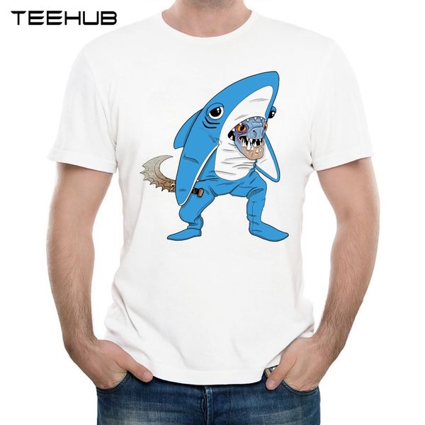 

2019 men's new fashion funny shark printed short sleeve t-shirt summer cool soft tee