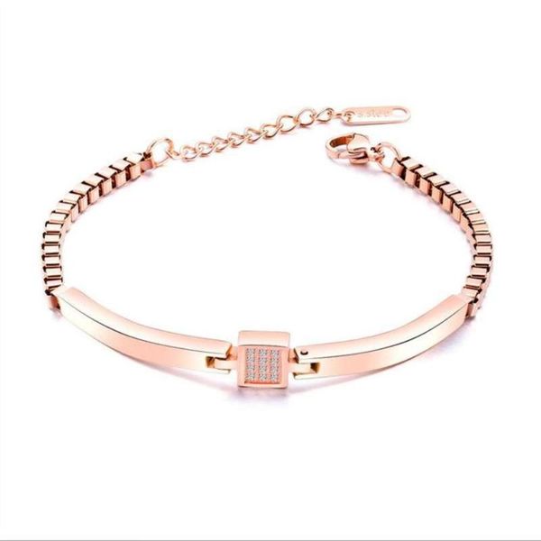 

link, chain women jewelry adjustable titanium steel zircon bracelet so038, Black