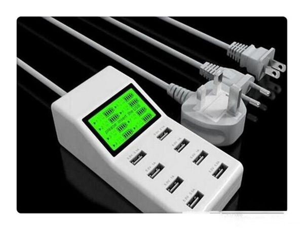 

phone chargers 8 ports led screen usb charger dock wall eu plug mobile phone adapter for all phone