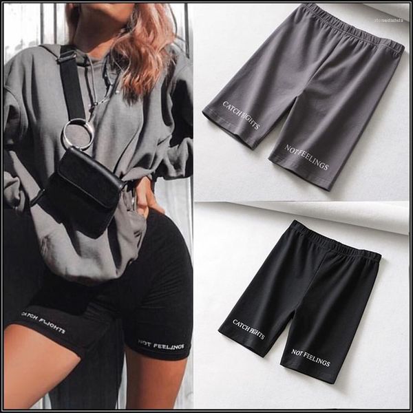 

cycling shorts high waist biker shorts fitness korean casual yoga shorts athleisure letters printed stretch