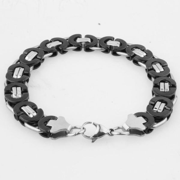 

men's bracelets byzantine chain 6/8/11mm wrist stainless steel bracelet for man rock/punk jewelry 7-11 inch, Black