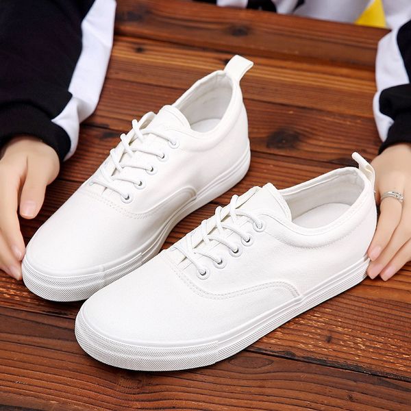 

2020 spring and autumn new women's white shoes men's shoes low-men's casual spring couple student board canvas, Black