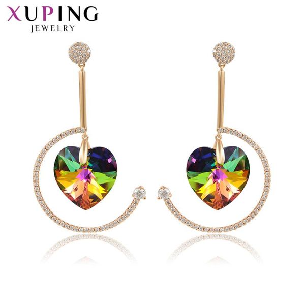 

xuping new heart shape dangle earrings for women crystals popular design fashion jewelry party wedding gift s189.6-20732, Silver