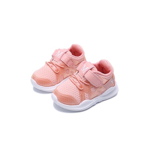 

2020 autumn new fashionable net breathable pink leisure sports running shoes for girls white shoes for boys brand kids, Black