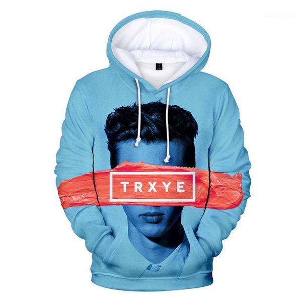 

couple clothing crew neck pullover casual apparel troye sivan 3d print sweatshirts fashion designer spring autumn hoodies loose sleeve, Black