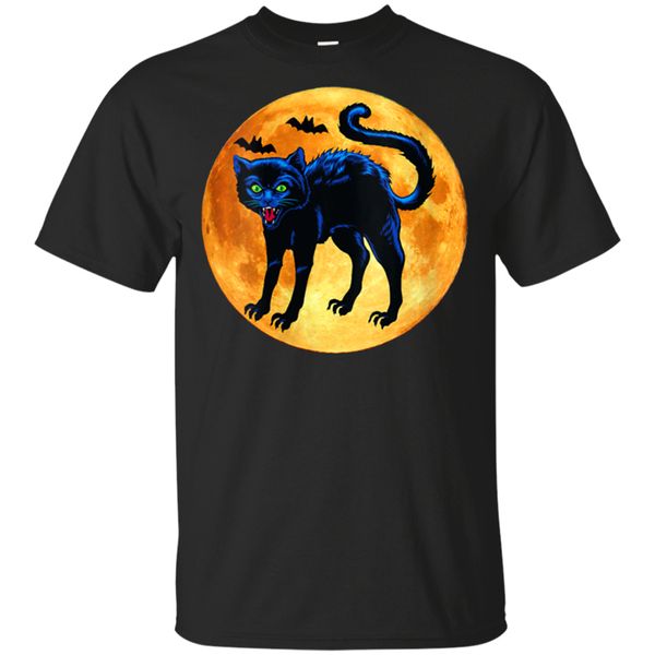 

womens halloween hiss black cat black t-shirt m-3xl new funny tee shirt