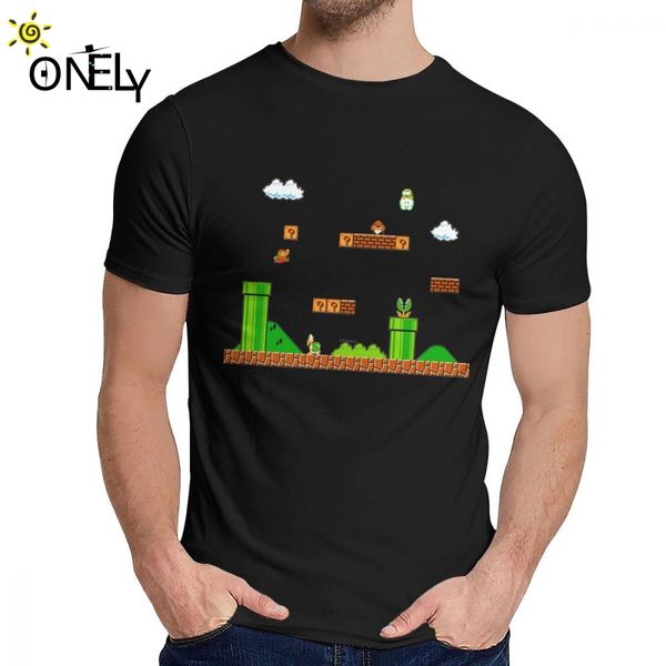 

male t-shirt mario game pure cotton graphic round neck hip hop short sleeve