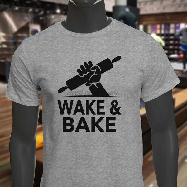 

wake bake черный юмор приготовление chef курить cig мужская серая футболка