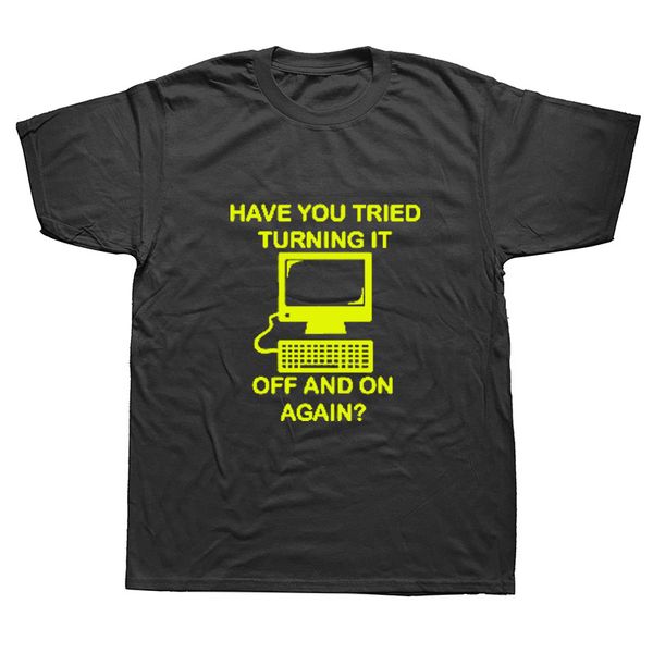 

have you tried turning it off and on again computer t-shirt mens short sleeves hip hop printed t shirts tees