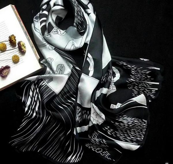 

100% real silk female hijab bandana scarf women print scarf shawl scarves 178*68cm 10pcs mixed #4139, Blue;gray