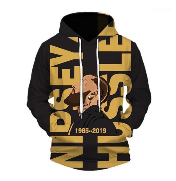 

отпечатано с hat пуловер hot hip hop рэпер fshion повседневный homme одежда nipsey hussle мужские кофты 3d digital, Black