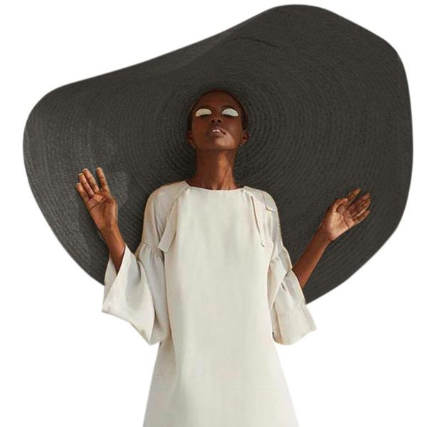 

2020 new desige summer handmade 80cm big wind brim straw paper sun cap men women leisure holiday beach hat straw caps, Blue;gray