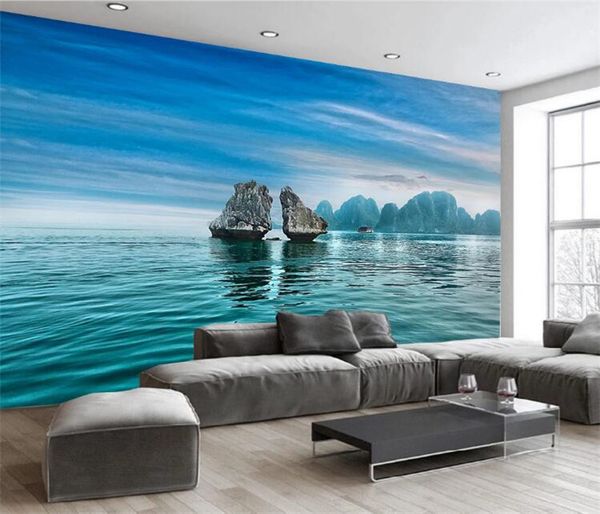 

3d p wallpaper for bedroom living room tv background wall mural blue sky ocean reef scenery murals wall paper rolls