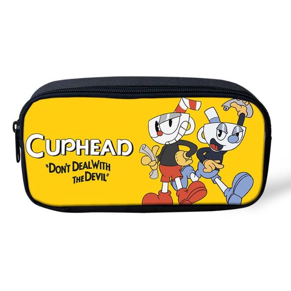 

haoyun cartoon children's pencil case cuphead mugman game pattern kids pen bags 3d anime boys girls school supplies mochila