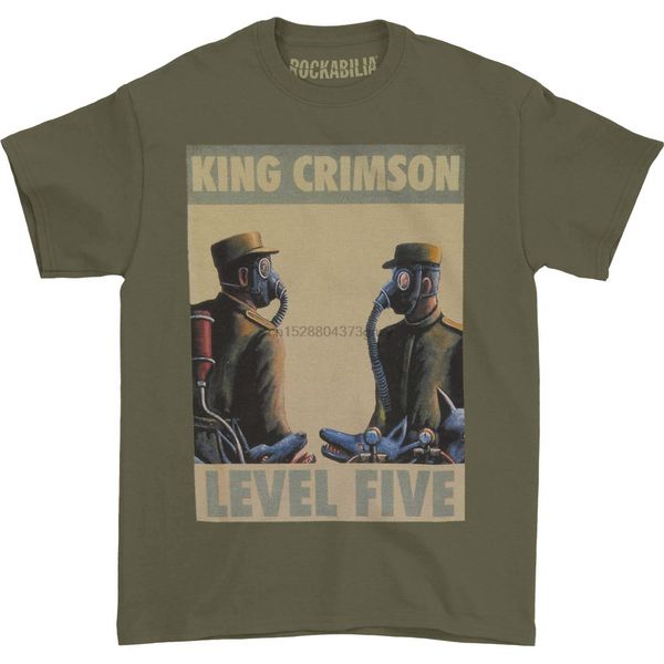 

king crimson mens level five (retro design) t-shirt green funny o neck t shirt