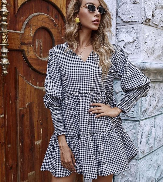 

осень fahsion отпуск женщин без бретелек boho шаровой мини платье вечернее платье бич fress плед юбка с длинным рукавом сарафан повседневные, Black;gray